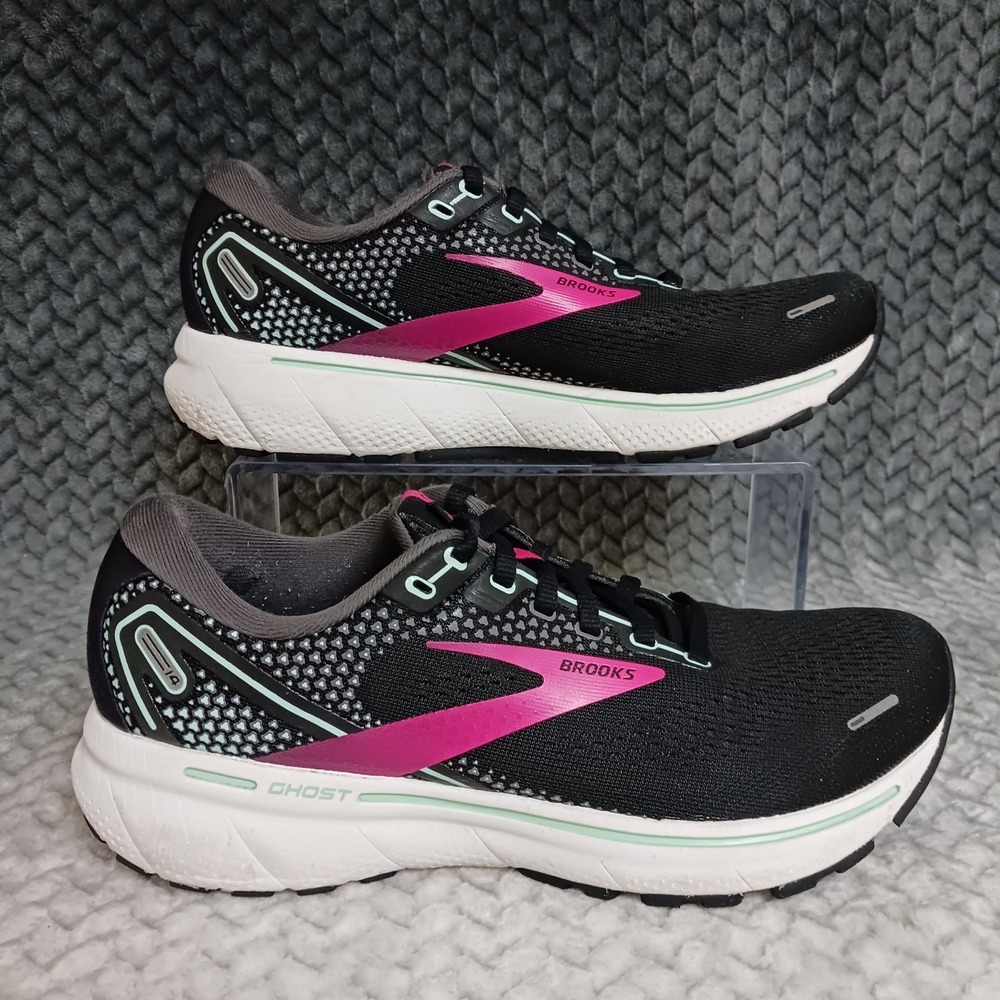 Brooks Ghost 14 Low Black White Pink Women's Running Sneakers Shoes Size 8.5